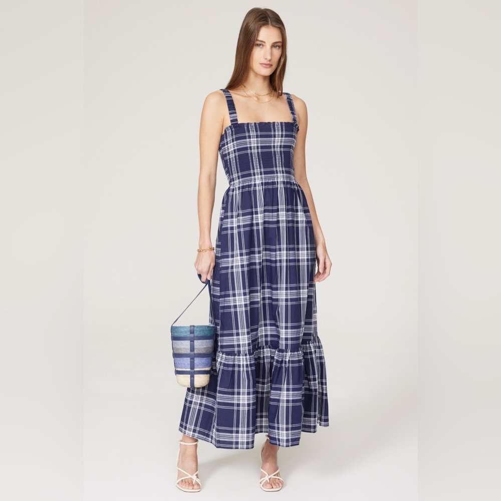 Hill House Blue Plaid Midi Dress